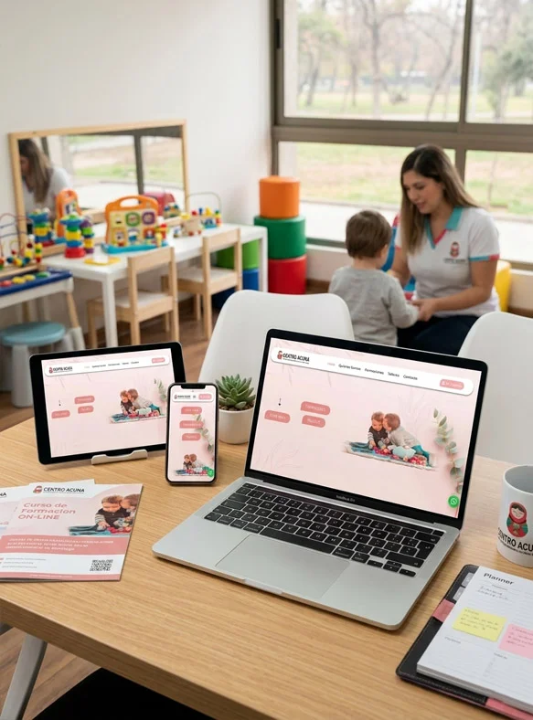 Gestión profesional de campañas en Google Ads para Centro Acuna, especialistas en psicología infantil y capacitación online.