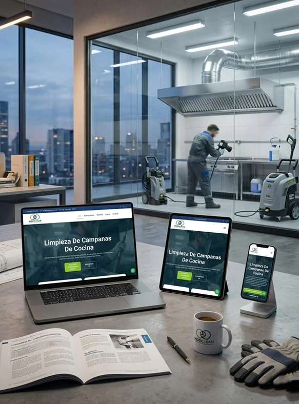 Diseño de sitio web corporativo, SEO, alojamiento para Modclean, especialistas en limpieza industrial